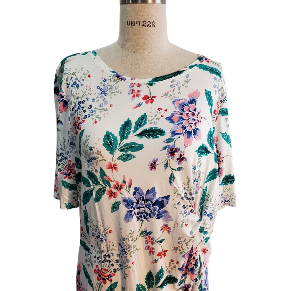 Croft & Barrow Floral Knot Colorful Top Size XL New
